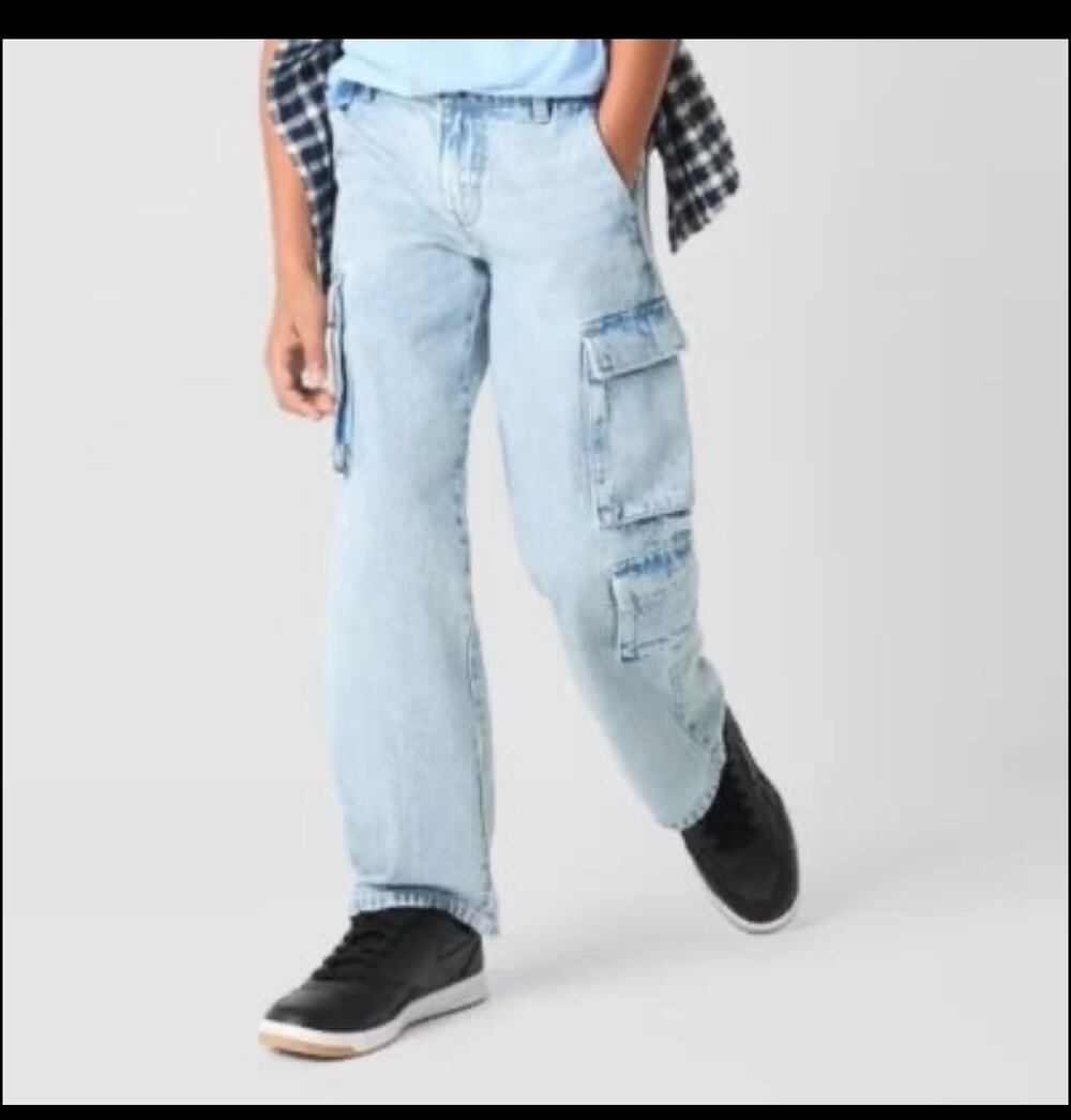 NEW! Thereabouts Boys Adjustable Waist Cargo Jean L 14/16 Husky
